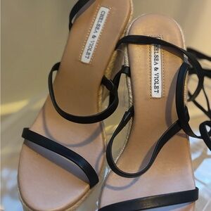 Chelsea & Violet Black Espadrille Sandals